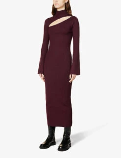 Shani Cut-out Stretch-knit Dress -Reis Clothing Shop R04063616 WINE ALT02
