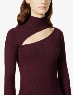 Shani Cut-out Stretch-knit Dress -Reis Clothing Shop R04063616 WINE ALT04