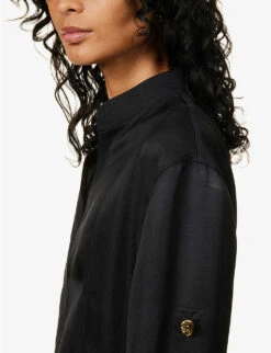 Bottega Veneta V-neck Panelled Twill Midi Dress -Reis Clothing Shop R04064585 BLACK ALT04