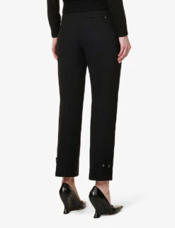 Bottega Veneta Pressed-crease Wide-leg High-rise Woven Trousers -Reis Clothing Shop R04064607 BLACK ALT03