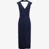 Reiss Twisted-shoulder Stretch-woven Midi Dress