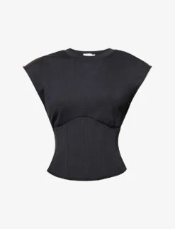GOOD AMERICAN Scuba Corset-bodice Stretch-woven Top