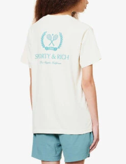 Grand Slam Brand-print Cotton-jersey T-shirt -Reis Clothing Shop R04072154 CREAMTEAL ALT03