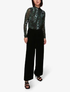 Whistles Wide-leg High-rise Velvet Trousers 7 Whistles Wide-leg High-rise Velvet Trousers -Reis Clothing Shop R04077198 BLACK ALT02