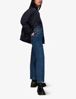 Whistles High-neck Ribbed Stretch-cotton Top -Reis Clothing Shop R04077205 BLUE ALT02