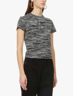 Missoni Space-dyed Short-sleeved Cotton-jersey T-shirt -Reis Clothing Shop R04080665 BLACKWHITE ALT02