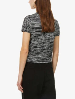 Missoni Space-dyed Short-sleeved Cotton-jersey T-shirt -Reis Clothing Shop R04080665 BLACKWHITE ALT03