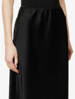 Nanushka Zarina Flared-hem Satin Midi Skirt -Reis Clothing Shop R04081542 BLACK ALT04