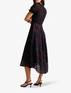 Ted Baker Daniaa Butterfly-print Woven Midi Dress -Reis Clothing Shop R04082054 BLACK ALT02