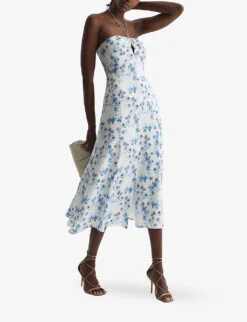 Reiss Sophia Floral-print Woven Midi Dress 7 Reiss Sophia Floral-print Woven Midi Dress -Reis Clothing Shop R04082317 WHITE ALT02