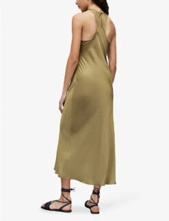 AllSaints Betina Racerback Satin Maxi Dress -Reis Clothing Shop R04082737 PALEOLIVEGRE ALT03