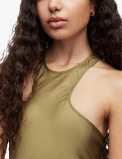 AllSaints Betina Racerback Satin Maxi Dress -Reis Clothing Shop R04082737 PALEOLIVEGRE ALT04