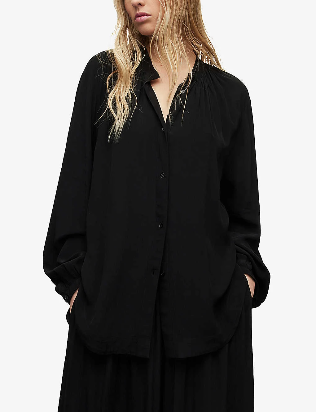 AllSaints Hezzy Balloon-sleeve Woven Shirt 3 AllSaints Hezzy Balloon-sleeve Woven Shirt - Image 3