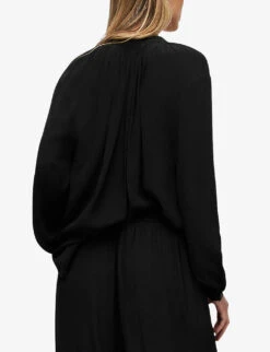 AllSaints Hezzy Balloon-sleeve Woven Shirt 7 AllSaints Hezzy Balloon-sleeve Woven Shirt -Reis Clothing Shop R04085733 BLACK ALT03
