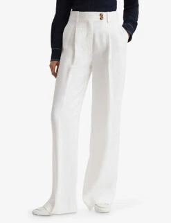 Reiss Hollie High-rise Linen-blend Trousers 7 Reiss Hollie High-rise Linen-blend Trousers -Reis Clothing Shop R04086990 WHITE ALT02
