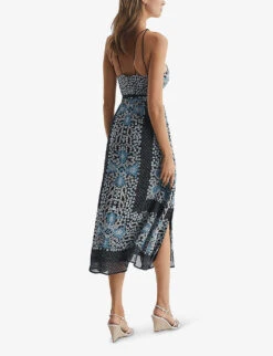 Reiss Aliana Floral-print Woven Midi Dress -Reis Clothing Shop R04087016 NAVYBLUE ALT03