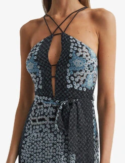 Reiss Aliana Floral-print Woven Midi Dress -Reis Clothing Shop R04087016 NAVYBLUE ALT04