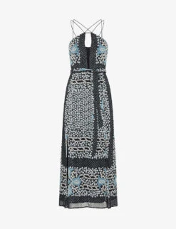 Reiss Aliana Floral-print Woven Midi Dress