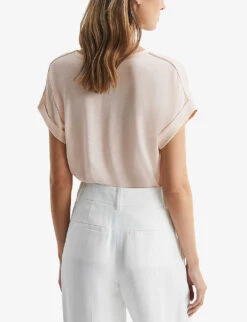 Reiss Helen Relaxed-fit Stretch-silk T-shirt -Reis Clothing Shop R04087049 NUDE ALT03