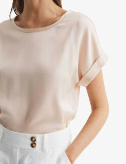 Reiss Helen Relaxed-fit Stretch-silk T-shirt -Reis Clothing Shop R04087049 NUDE ALT04