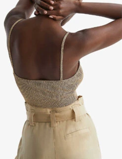 Reiss Rhianna Scoop-neck Knitted Crop Top -Reis Clothing Shop R04087080 GOLD ALT03