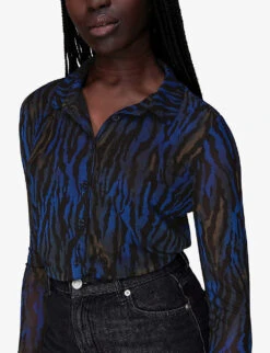 Whistles Animal-print Stretch-mesh Shirt -Reis Clothing Shop R04088167 MULTICOLOURED ALT02