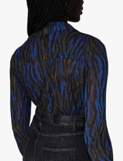 Whistles Animal-print Stretch-mesh Shirt -Reis Clothing Shop R04088167 MULTICOLOURED ALT03