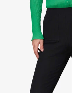 Whistles Flared High-rise Stretch-cotton Trousers -Reis Clothing Shop R04089120 BLACK ALT04