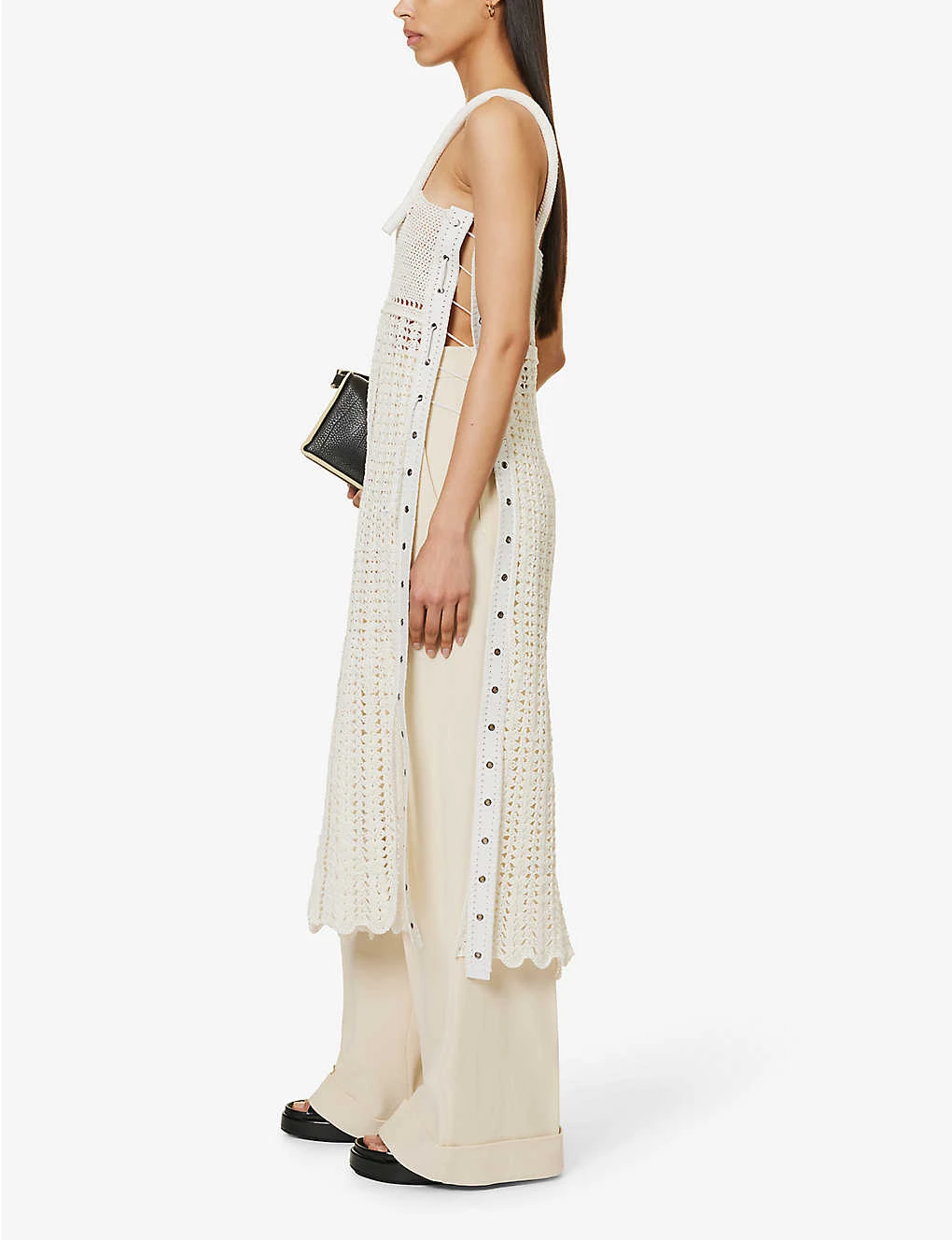 Crochet Square-neck Linen Midi Dress 2 Crochet Square-neck Linen Midi Dress - Image 2