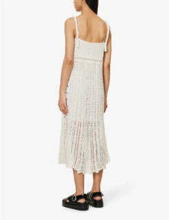 Crochet Square-neck Linen Midi Dress 9 Crochet Square-neck Linen Midi Dress -Reis Clothing Shop R04089686 WHITE ALT03