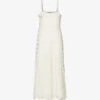 Crochet Square-neck Linen Midi Dress