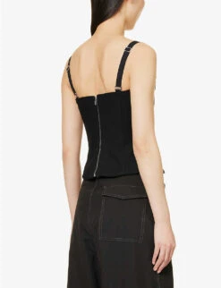 Dion Lee Panelled Plunge-neck Stretch-organic Cotton Top -Reis Clothing Shop R04091335 BLACK ALT03