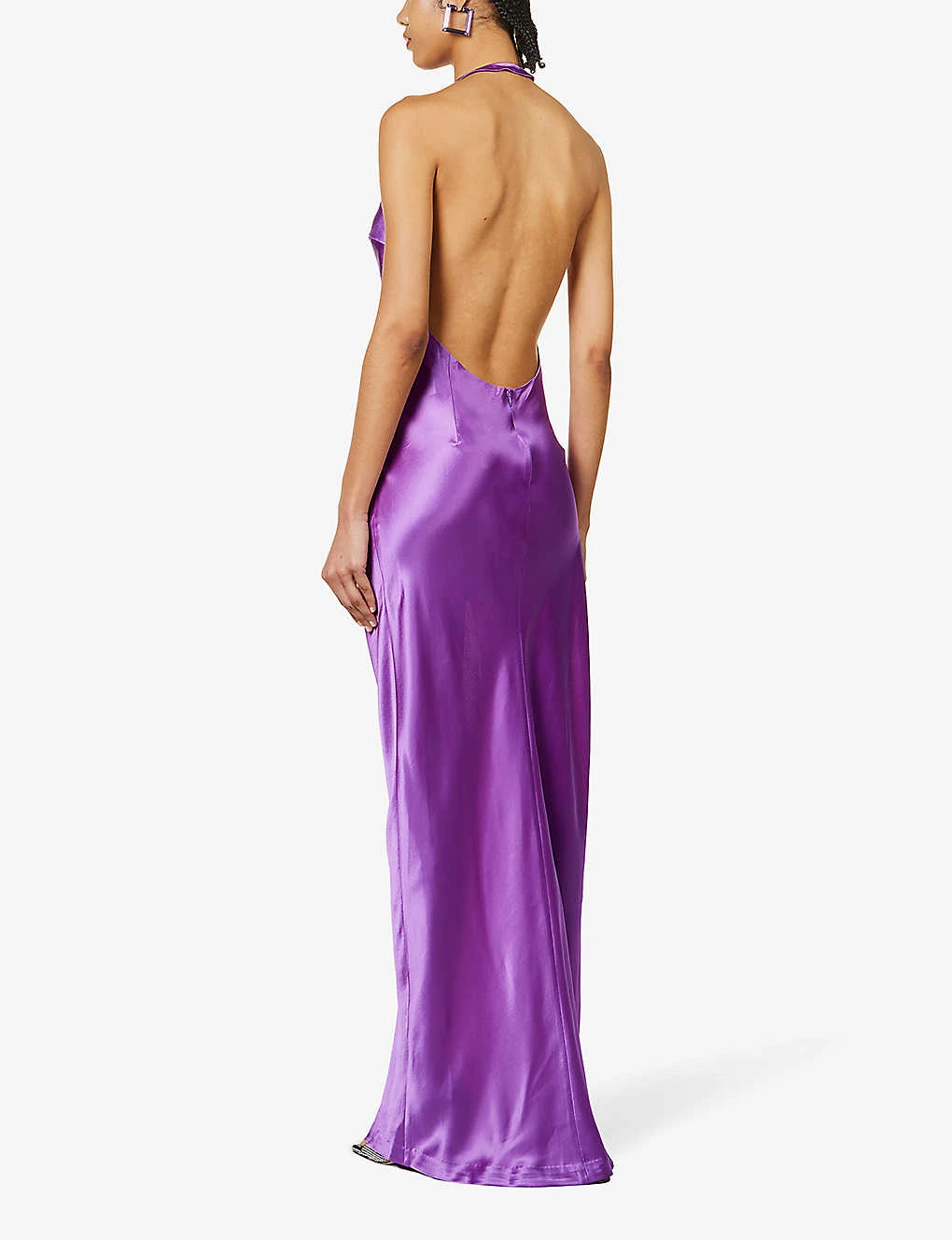 Valeria Halter-neck Side-split Satin Maxi Dress 4 Valeria Halter-neck Side-split Satin Maxi Dress - Image 4