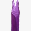 Valeria Halter-neck Side-split Satin Maxi Dress