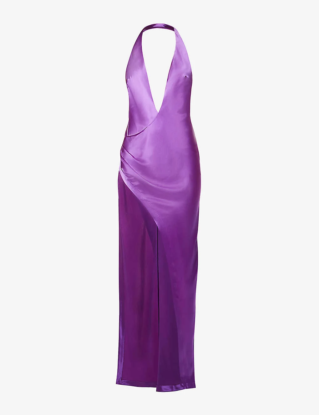 Valeria Halter-neck Side-split Satin Maxi Dress 1 Valeria Halter-neck Side-split Satin Maxi Dress