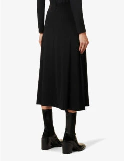 Jil Sander Flared-hem Asymmetric Stretch-woven Midi Skirt -Reis Clothing Shop R04092791 BLACK ALT03