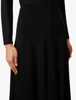 Jil Sander Flared-hem Asymmetric Stretch-woven Midi Skirt -Reis Clothing Shop R04092791 BLACK ALT04