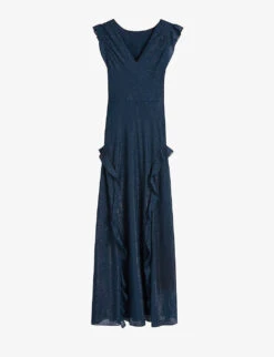 Ted Baker Laurae Ruffled Metallic-woven Maxi Dress