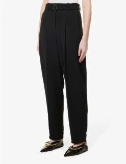 Joseph Drew Tapered-leg High-rise Stretch-woven Trousers 7 Joseph Drew Tapered-leg High-rise Stretch-woven Trousers -Reis Clothing Shop R04095198 BLACK ALT02