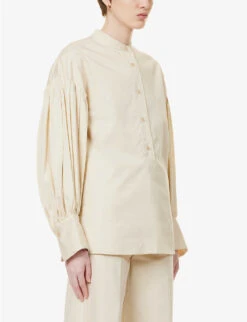 Joseph Ampton Pleated-sleeves Cotton Blouse 7 Joseph Ampton Pleated-sleeves Cotton Blouse -Reis Clothing Shop R04095290 MAPLEWOOD ALT02