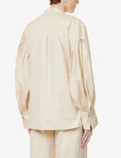 Joseph Ampton Pleated-sleeves Cotton Blouse 8 Joseph Ampton Pleated-sleeves Cotton Blouse -Reis Clothing Shop R04095290 MAPLEWOOD ALT03