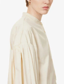 Joseph Ampton Pleated-sleeves Cotton Blouse 9 Joseph Ampton Pleated-sleeves Cotton Blouse -Reis Clothing Shop R04095290 MAPLEWOOD ALT04