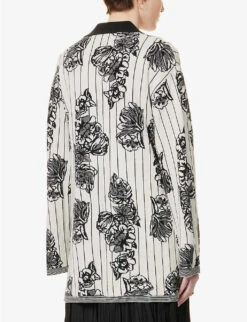 Joseph Floral-print V-neck Knitted Top -Reis Clothing Shop R04095315 BLACKCOMBO ALT03