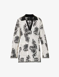 Joseph Floral-print V-neck Knitted Top