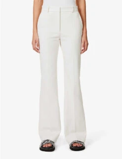 Joseph Tafira Pleated Wide-leg Mid-rise Stretch-cotton Trousers -Reis Clothing Shop R04095468 IVORY ALT02
