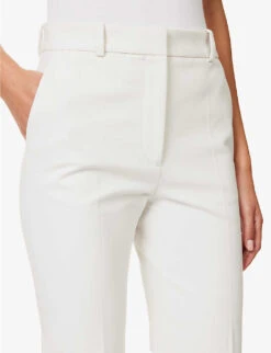 Joseph Tafira Pleated Wide-leg Mid-rise Stretch-cotton Trousers -Reis Clothing Shop R04095468 IVORY ALT04