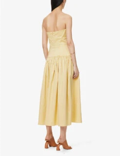 TOVE Lauryn Ruched Stretch-organic-cotton Midi Dress -Reis Clothing Shop R04096561 BUTTERMILK ALT03