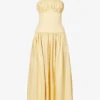 TOVE Lauryn Ruched Stretch-organic-cotton Midi Dress