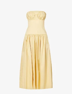 TOVE Lauryn Ruched Stretch-organic-cotton Midi Dress