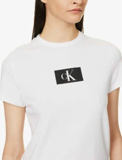 Calvin Klein 1996 Lounge Logo-print Recycled Cotton-blend Top -Reis Clothing Shop R04096770 WHITE ALT04